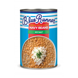 Authentic Cajun Flavor with Blue Runner No Salt Creole Cream Style Navy Beans - 16oz
